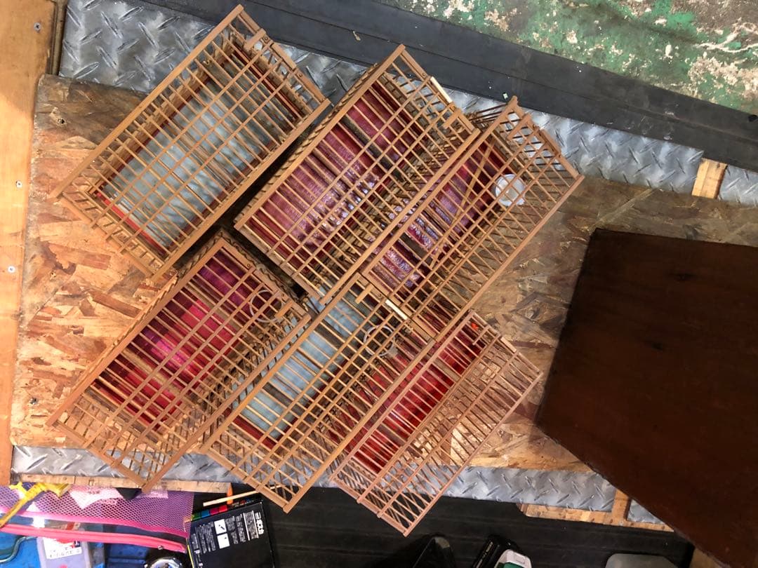 昭和レトロ 竹製 鳥籠 メジロ籠6個　寝かせ箱セット