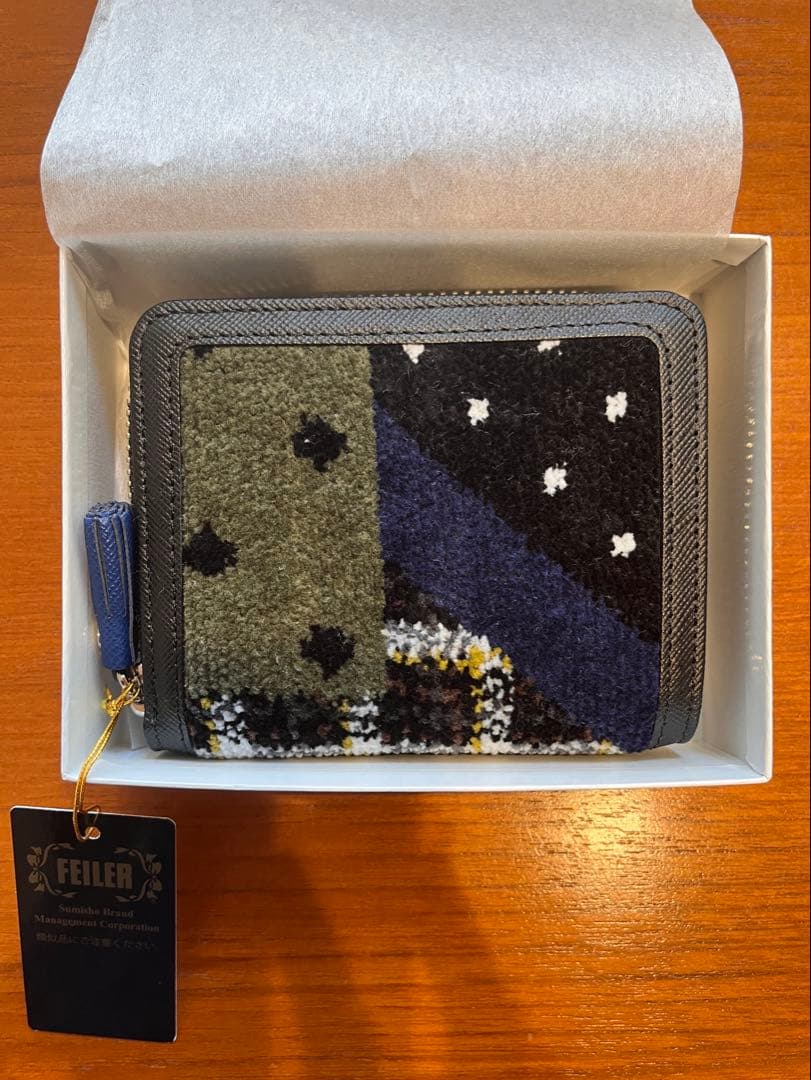 【新品未使用】フェイラー feiler ドット・チェック柄 二つ折財 タグ付