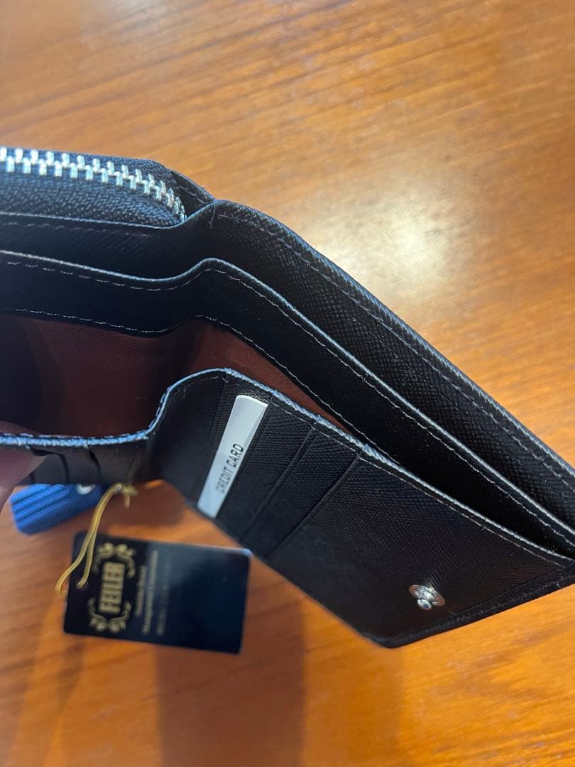 【新品未使用】フェイラー feiler ドット・チェック柄 二つ折財 タグ付