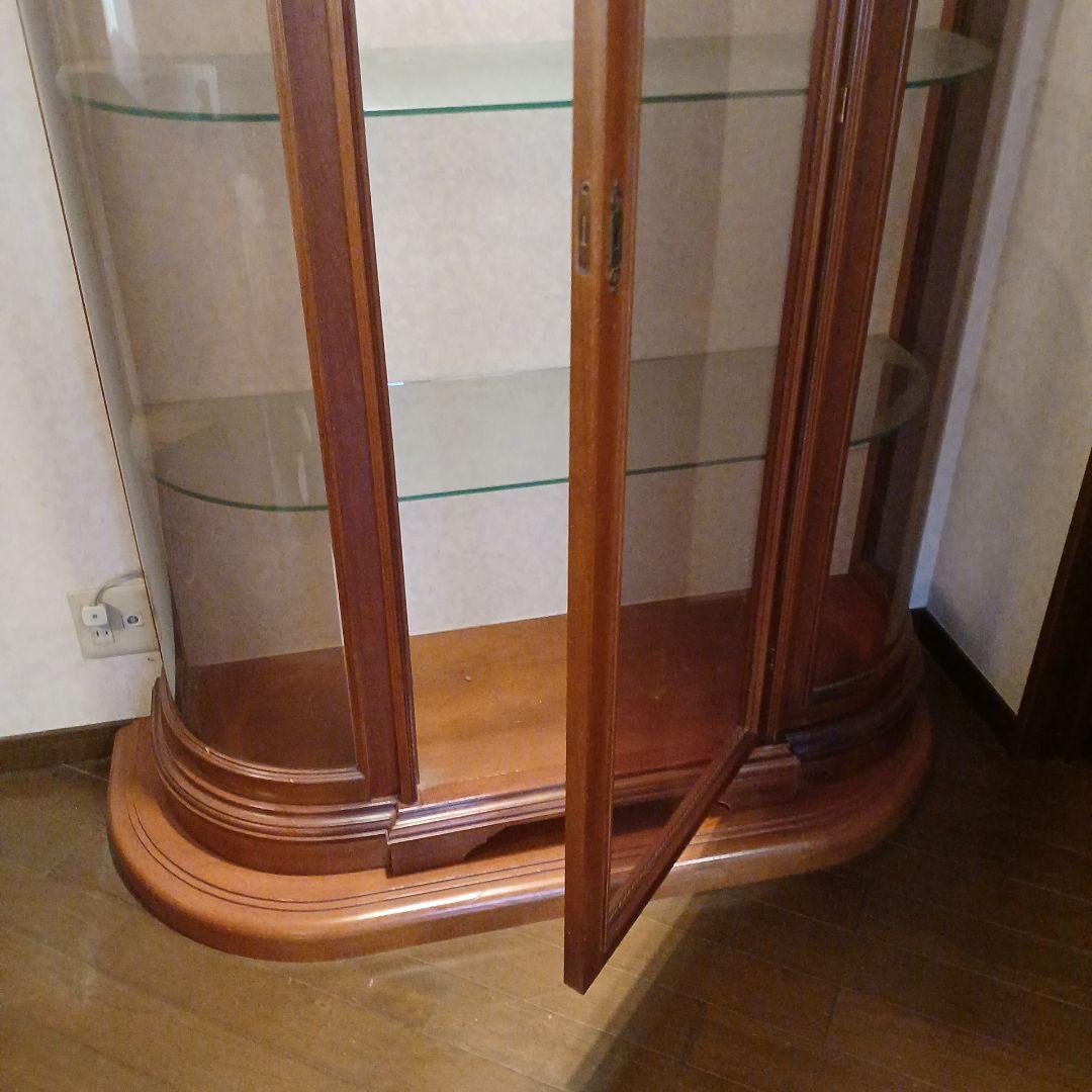 木製ガラスキャビネット 3段 内蔵ライト付き