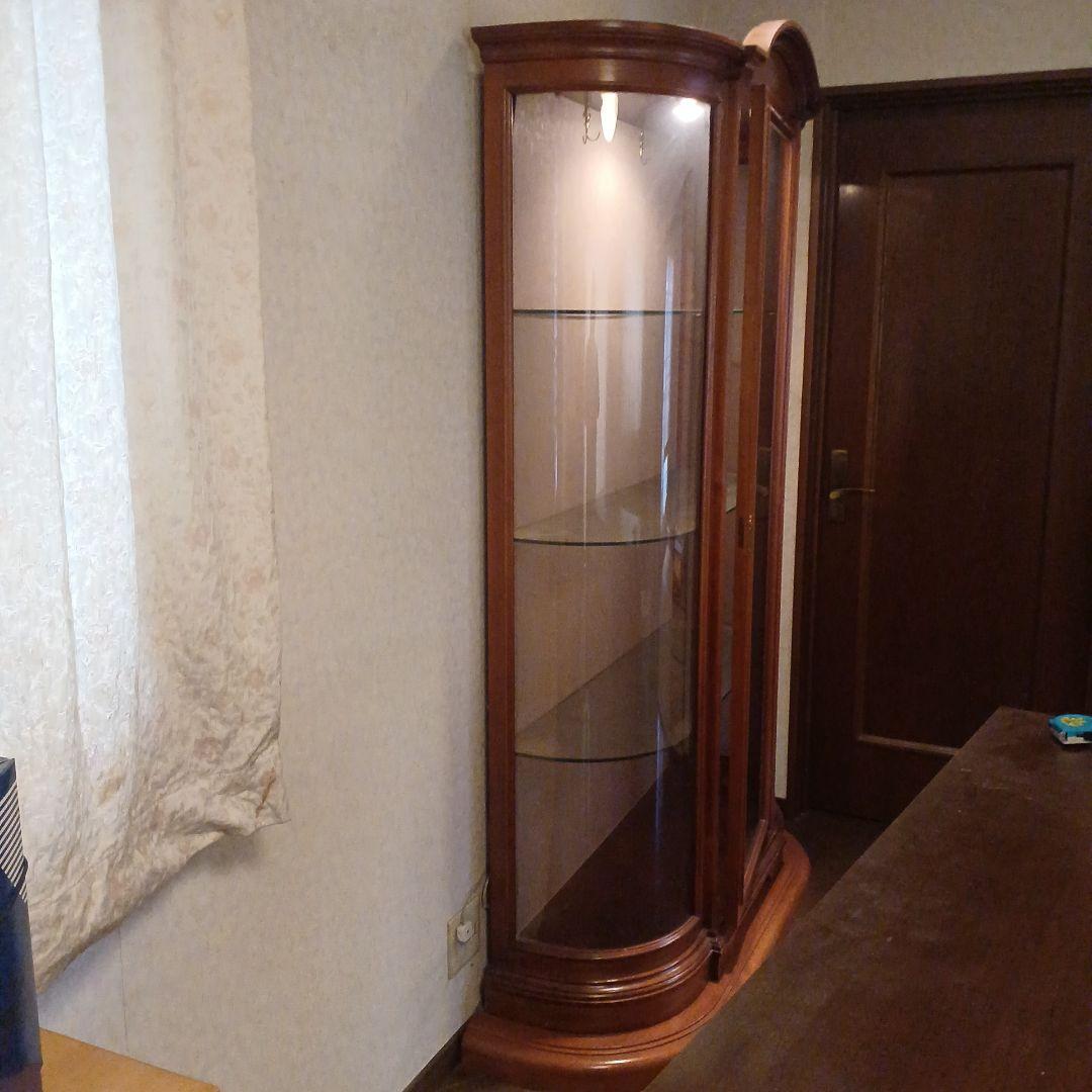 木製ガラスキャビネット 3段 内蔵ライト付き