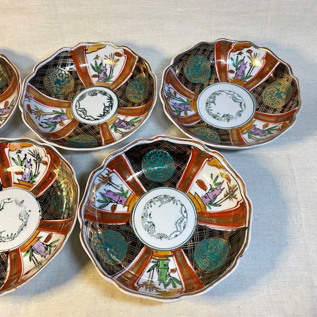 伊万里　古伊万里　大聖寺伊万里　なます皿　色絵　金襴手　5客