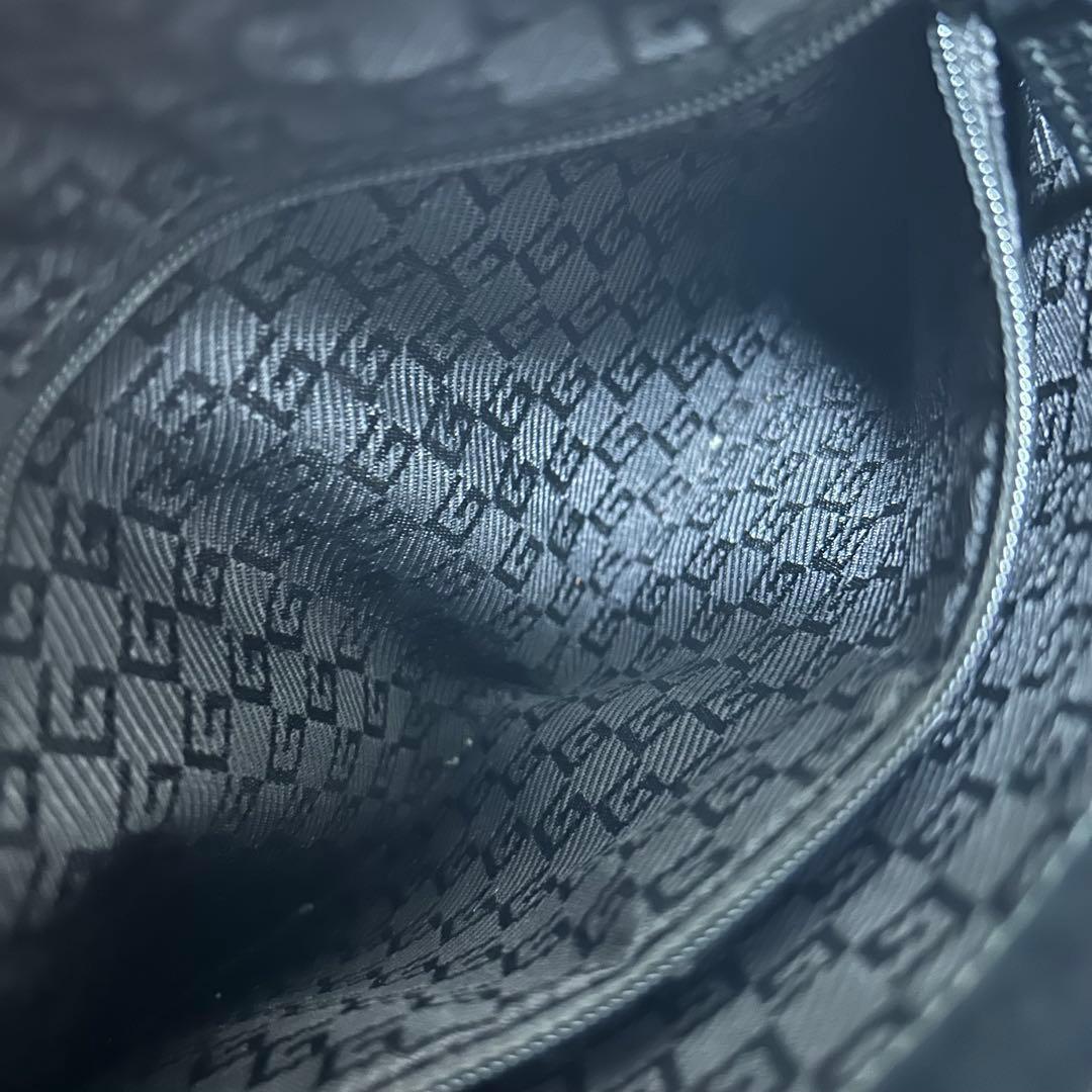 GUCCI グッチ ジャッキー レザー キャンバス ショルダーバッグ ブラック