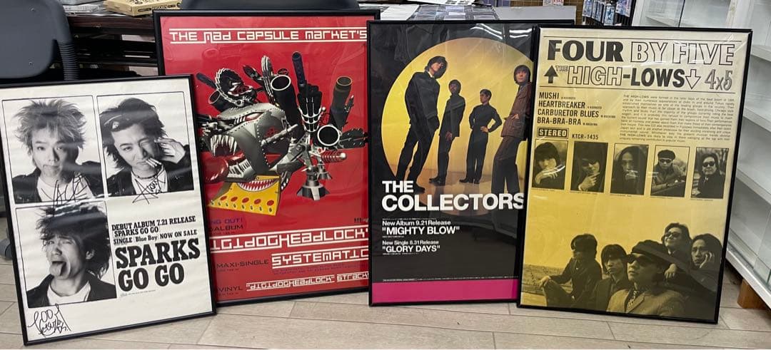 ポスター5枚（スパークスゴーゴー、ザ・コレクターズ、ザ・ハイロウズ、スピッツ他）