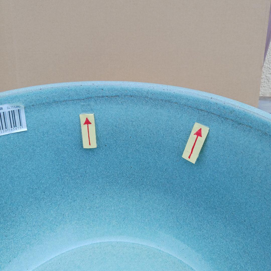 新品　特大52x48　陶器　睡蓮鉢　難有　メダカ鉢　水色　ブルー　ルーバーLWC