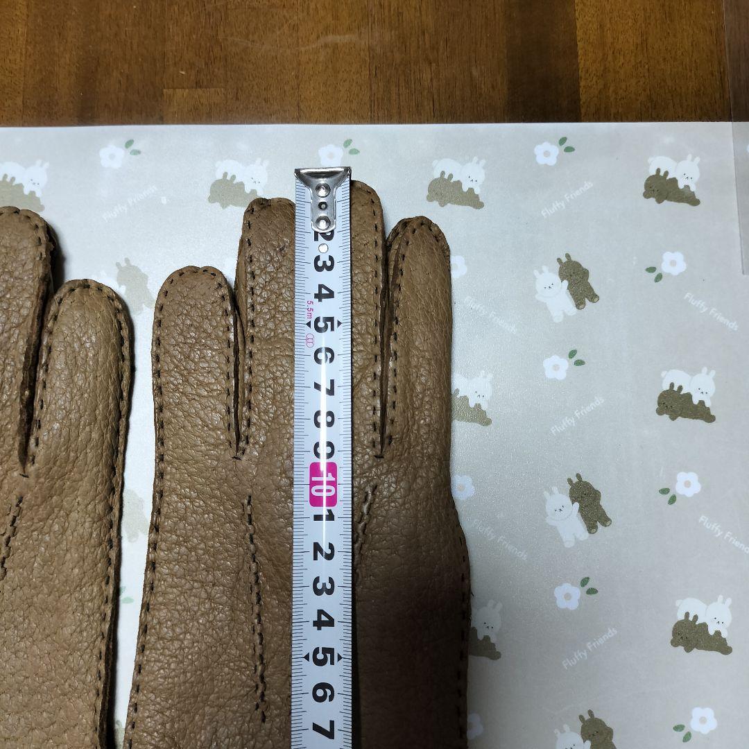 未使用　ペッカリー革手袋　カシミヤライニング　タン