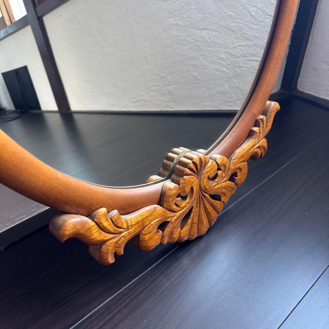 アンティーク ウォールミラー 昭和レトロ 古道具 彫刻 ビンテージ 鏡