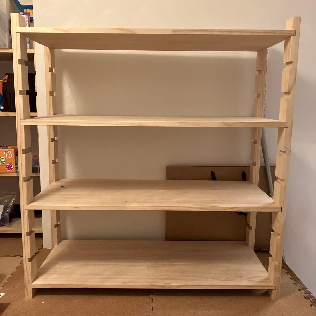 パイン材　4段オープンシェルフ　2個セット　モンテ棚　フリーラックポール