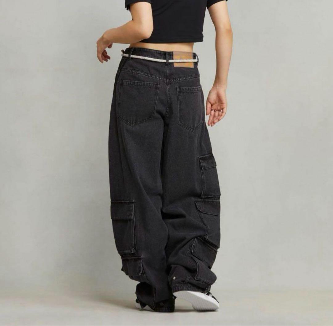 【新品】25adidas ADILENIUM デニムカーゴパンツ 黒国内正規品