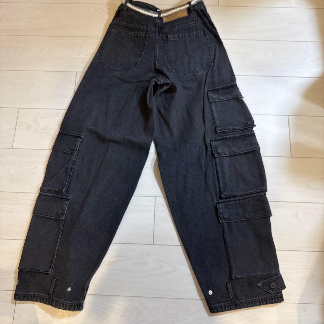 【新品】25adidas ADILENIUM デニムカーゴパンツ 黒国内正規品