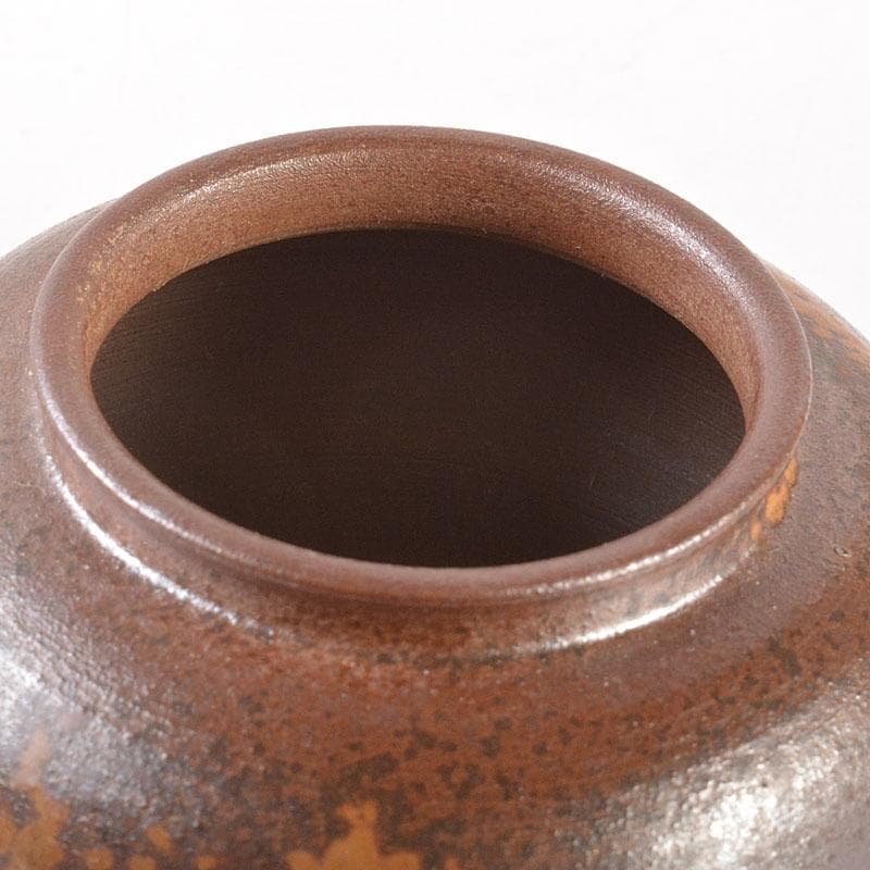 茶道具　備前焼　木村陶峰造　胡麻焼　大海茶入　仕覆付　共箱　V　6841