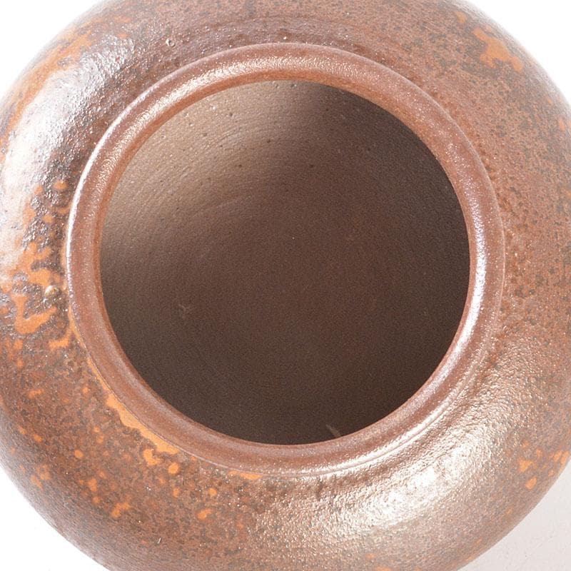 茶道具　備前焼　木村陶峰造　胡麻焼　大海茶入　仕覆付　共箱　V　6841