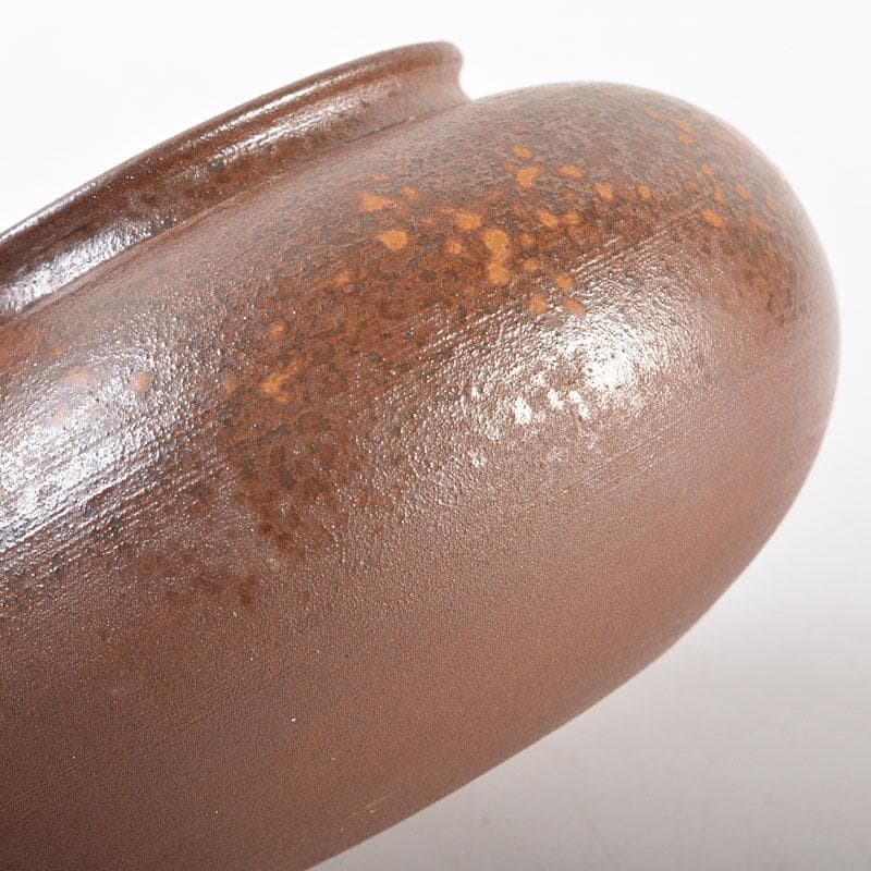 茶道具　備前焼　木村陶峰造　胡麻焼　大海茶入　仕覆付　共箱　V　6841