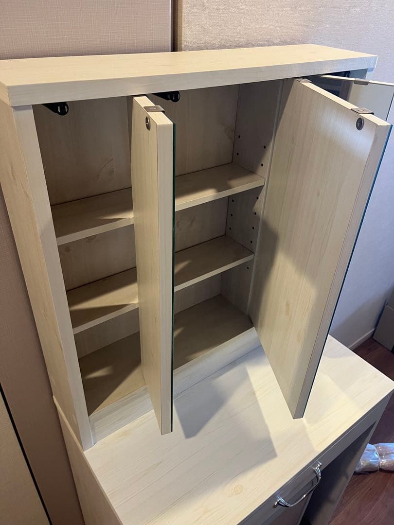 ホワイト三面鏡ドレッサー 引き出し付き