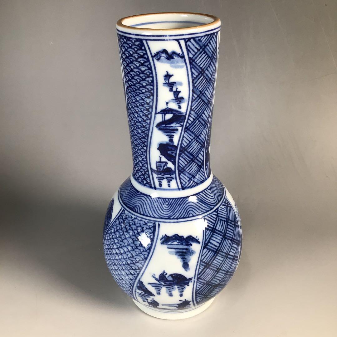 Ｎ３９１　皆具　『京焼　貴山造』『染付祥瑞文』『水指　建水　蓋置　杓立』　共箱