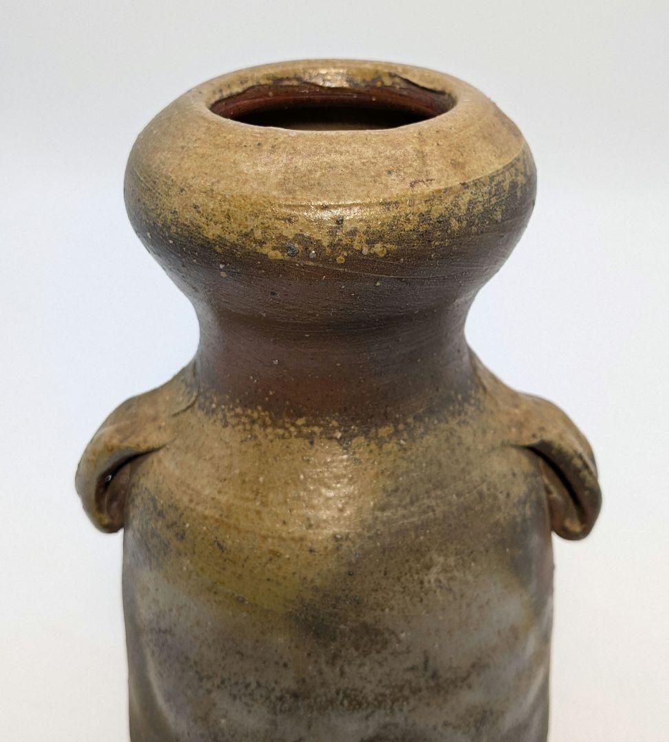 人間国宝 伊勢崎淳 備前焼 花生 共箱 耳付花入 花器 花瓶 華道具 茶道具