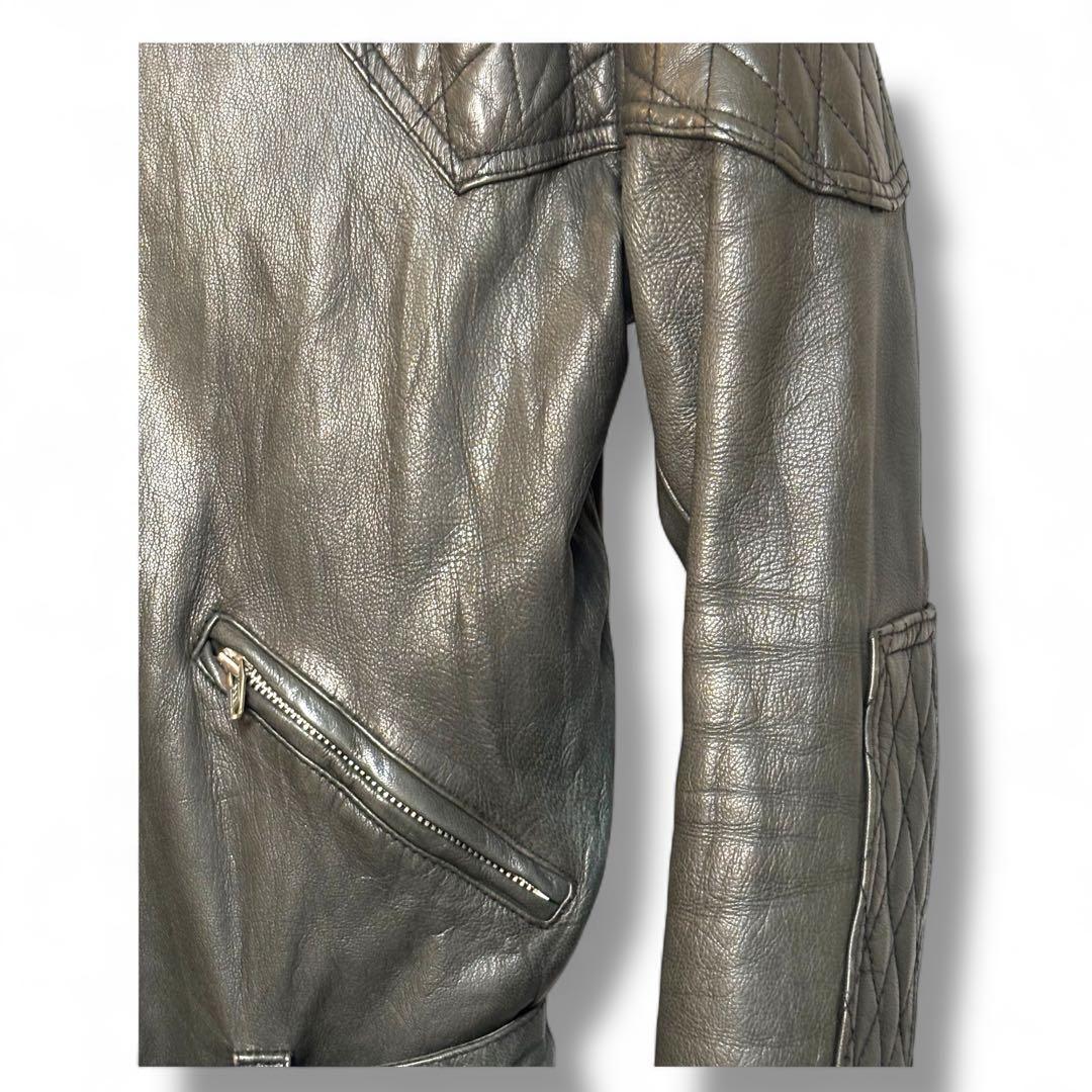 美品 PRIVATE BRAND AG ゴートスキン レザーライダースJKT