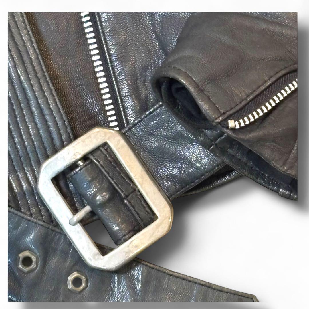 美品 PRIVATE BRAND AG ゴートスキン レザーライダースJKT