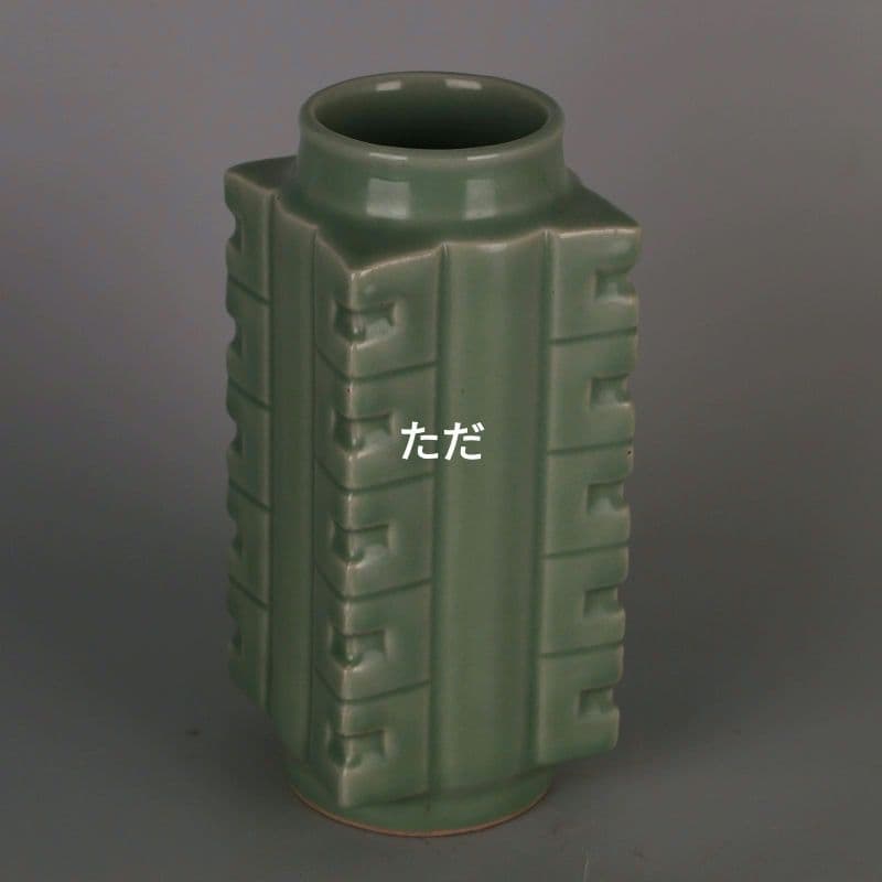 宋汝窯清涼寺開片琮式瓶 景徳鎮 陶磁器 装飾品 現代工芸品 美術品 置物