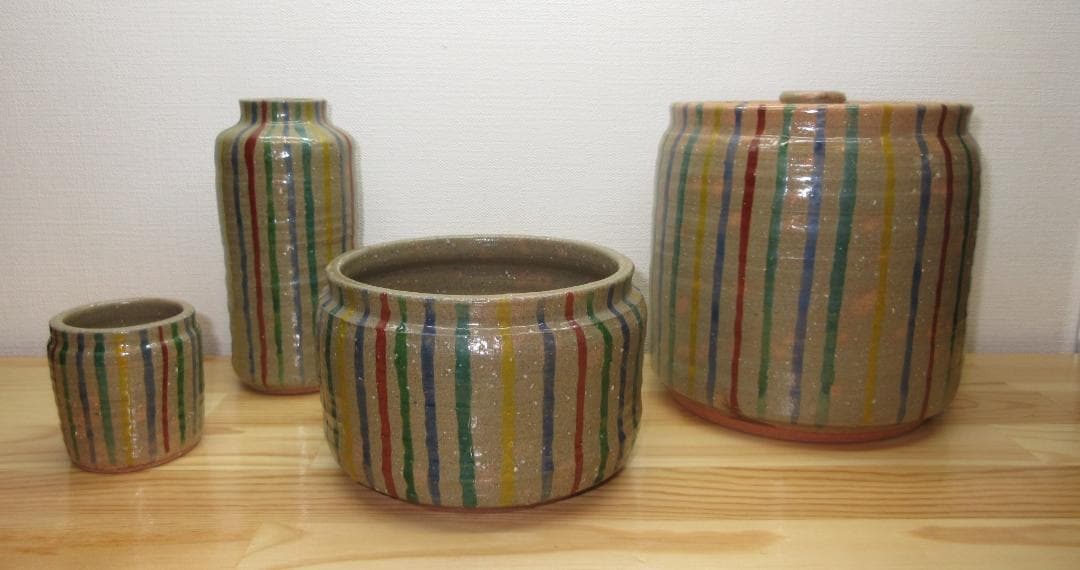 送料込【逢絢亭・新品】茶道具 皆具 信楽焼 麦わら手の模様 西尾香舟 紙箱入り