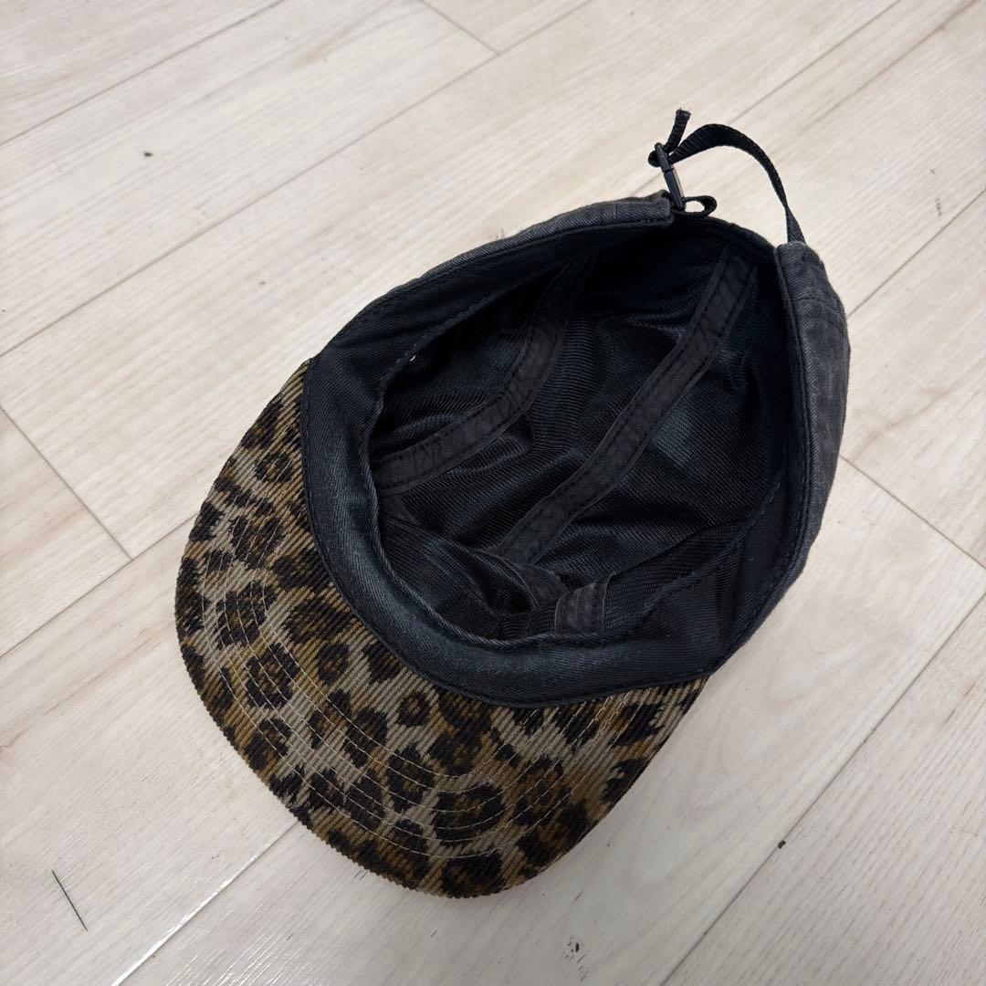 Supreme 黒 ヒョウ柄 キャップ