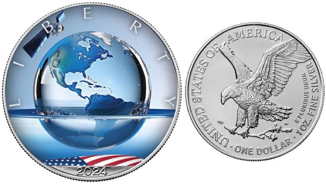 アメリカ イーグル 銀貨 AI⑤サイバーアース　※カラー銀貨 カプセル付き