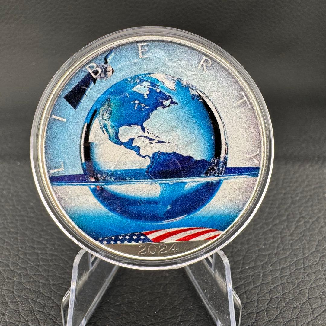 アメリカ イーグル 銀貨 AI⑤サイバーアース　※カラー銀貨 カプセル付き