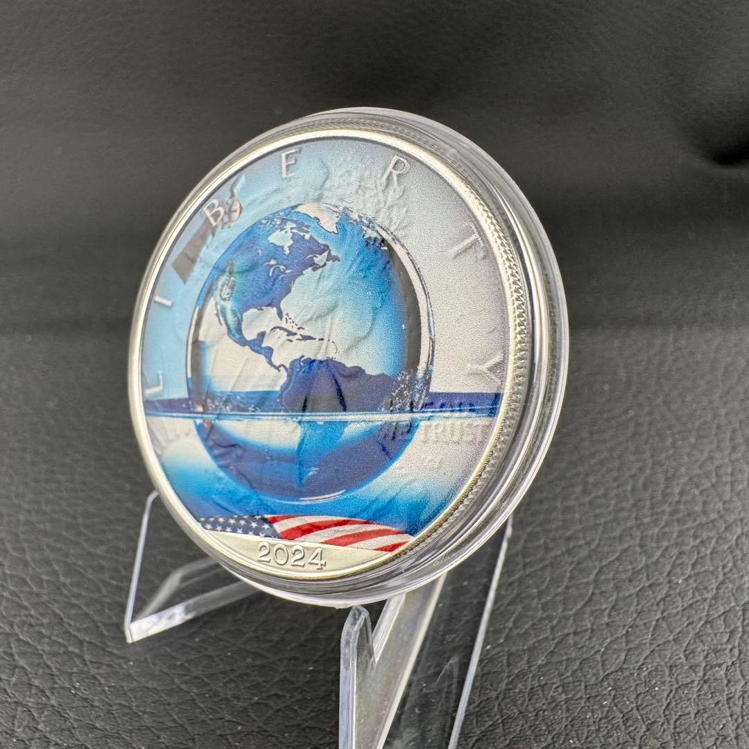 アメリカ イーグル 銀貨 AI⑤サイバーアース　※カラー銀貨 カプセル付き
