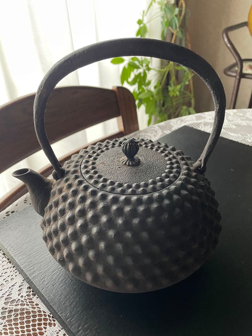 【昭和レトロ】南部鉄器　アラレ鉄瓶　鈴木盛久　骨董品