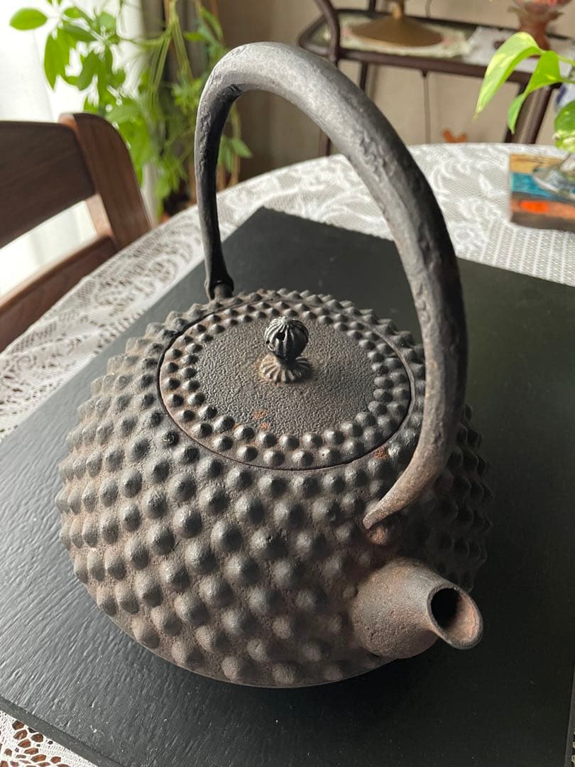 【昭和レトロ】南部鉄器　アラレ鉄瓶　鈴木盛久　骨董品