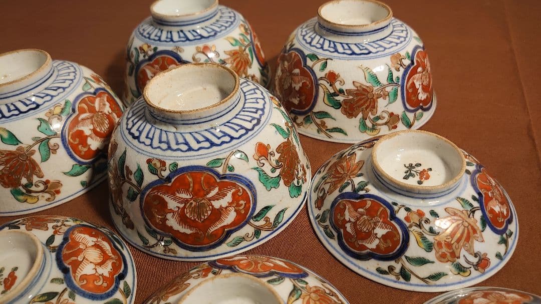 大聖寺伊万里　古伊万里　伊万里　蓋碗　菓子碗　江戸期　蔵出し　４客