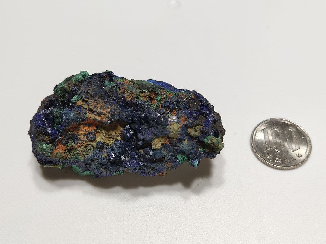 パワーストーン　天然石　マラカイトを伴うアズライト　原石　101g　No.983