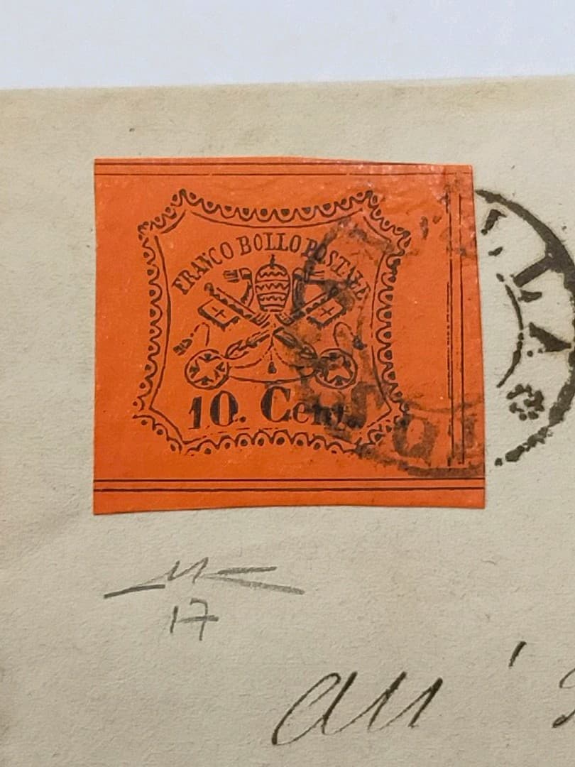エンタイア 1867年 10セント 切手 イタリア　150年前 封筒
