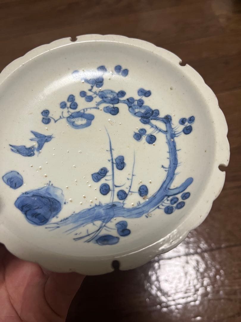 まとめて三脚無傷完品　古平戸　花鳥　民藝　民芸　藍九谷　初期伊万里　古染付