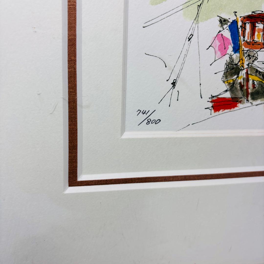 ★アンティーク水彩画　押田洋子　『セーヌ川沿いのニューとポイント』サイン入り