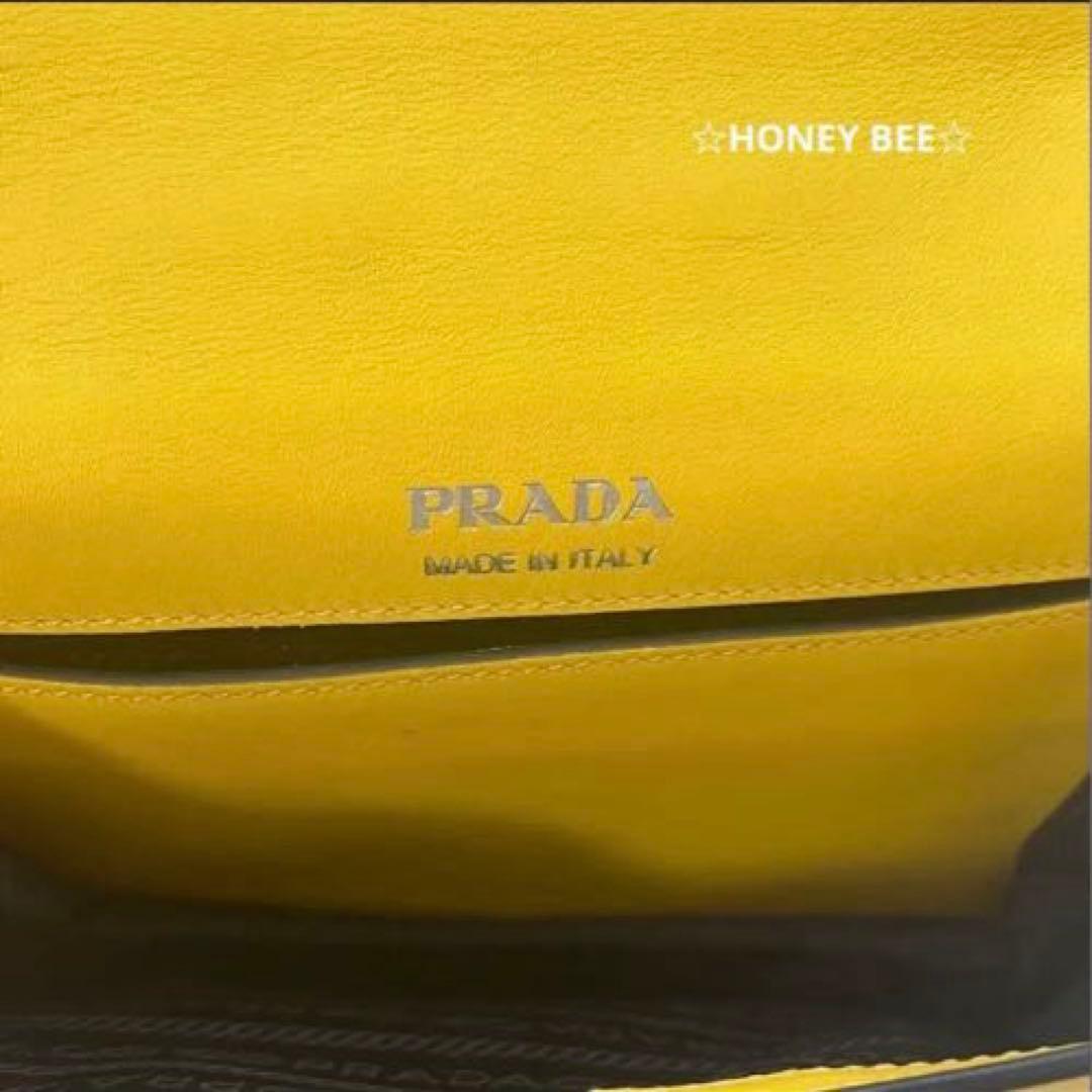 PRADA ショルダーバッグ レザー イエロー　プラダ　プレックスリボンバッグ