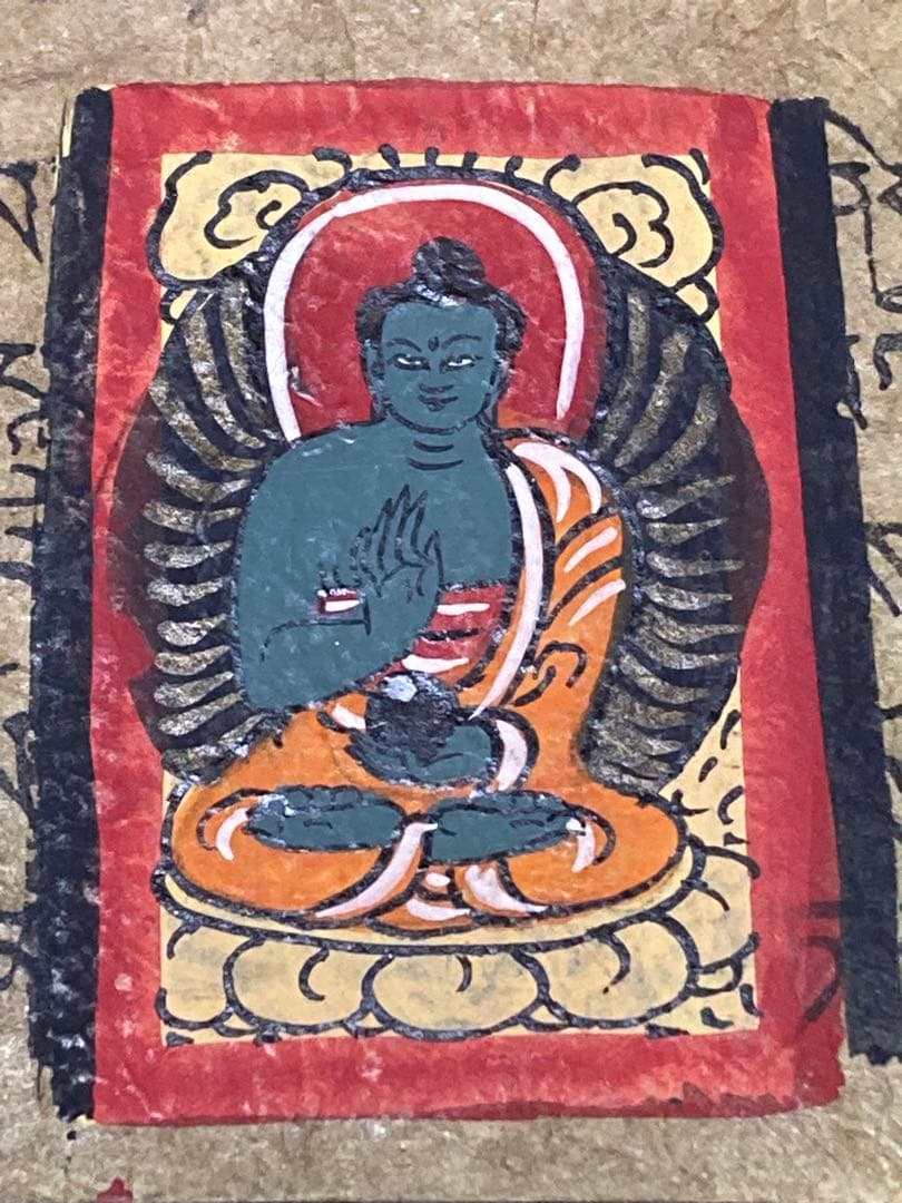チベット語経典 手描きの仏像 9枚