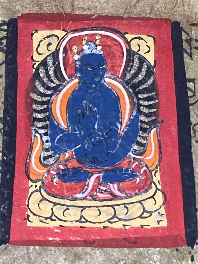 チベット語経典 手描きの仏像 9枚