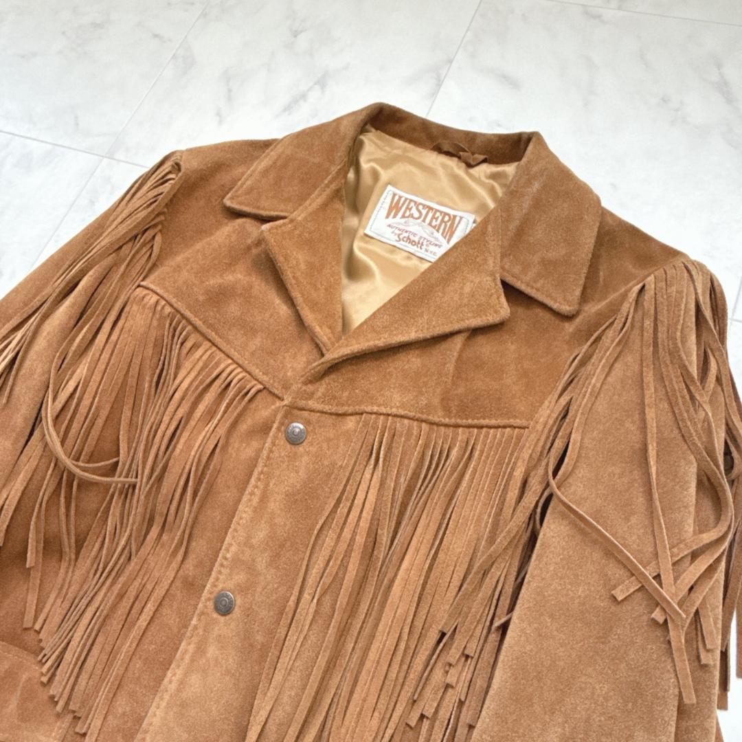Schottショット395ウエスタンジャケット フリンジ スウェード 38