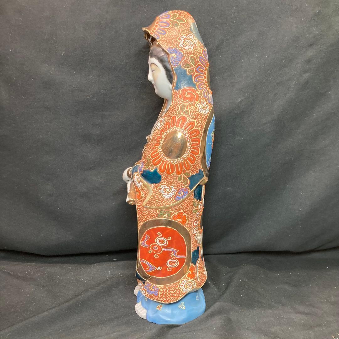 【九谷焼】観音像 九谷八幡窯 仏像 置物 金彩立像