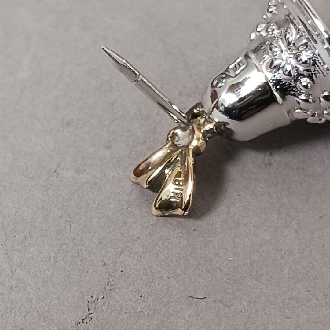 【良品】TASAKI タサキ ピンブローチ タイピン ベル K18 シルバー