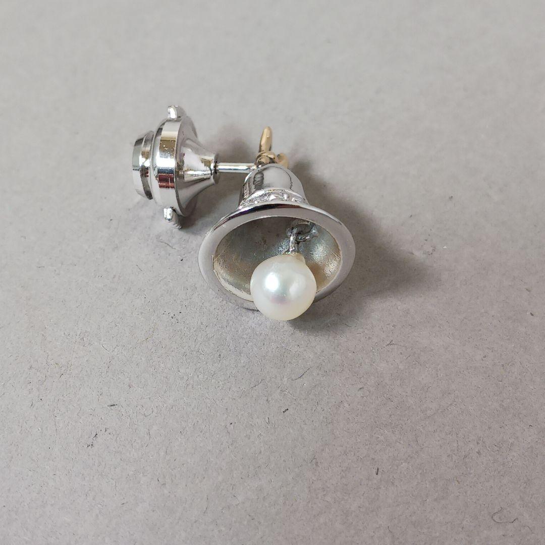 【良品】TASAKI タサキ ピンブローチ タイピン ベル K18 シルバー