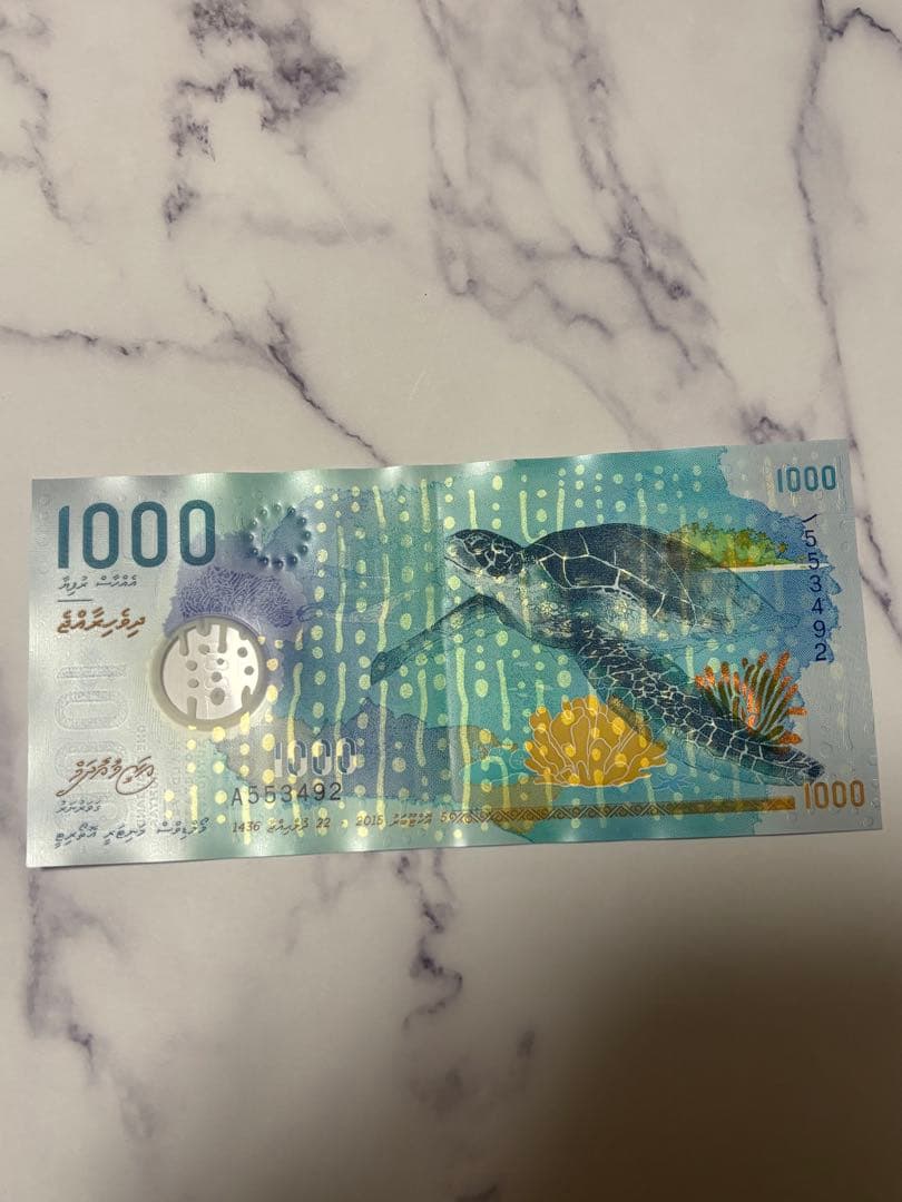モルディブ 1000ルフィア 紙幣 新札