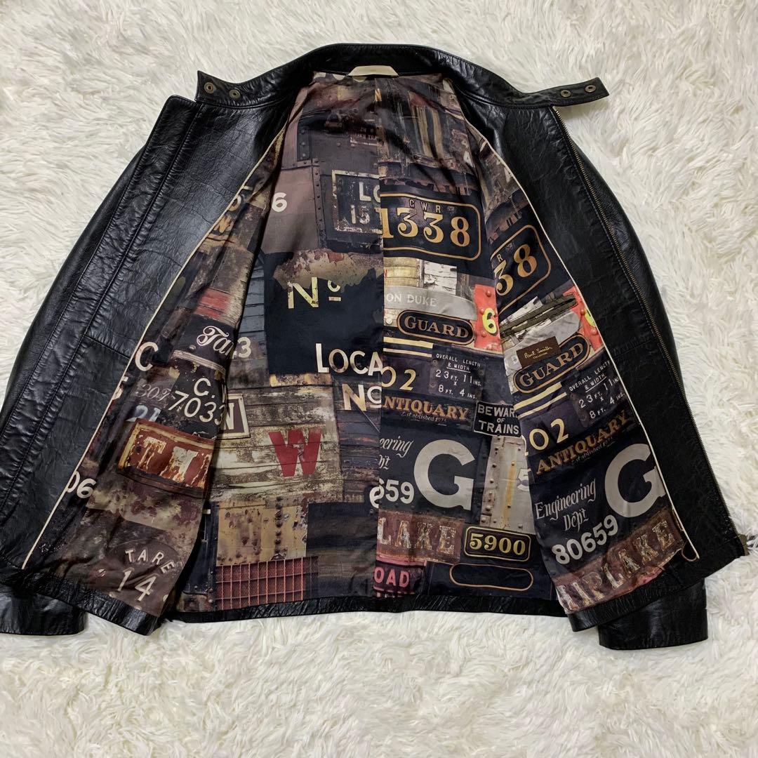 【最高級ライン】ポールスミスコレクション　シングルライダース　裏地総柄　XXL