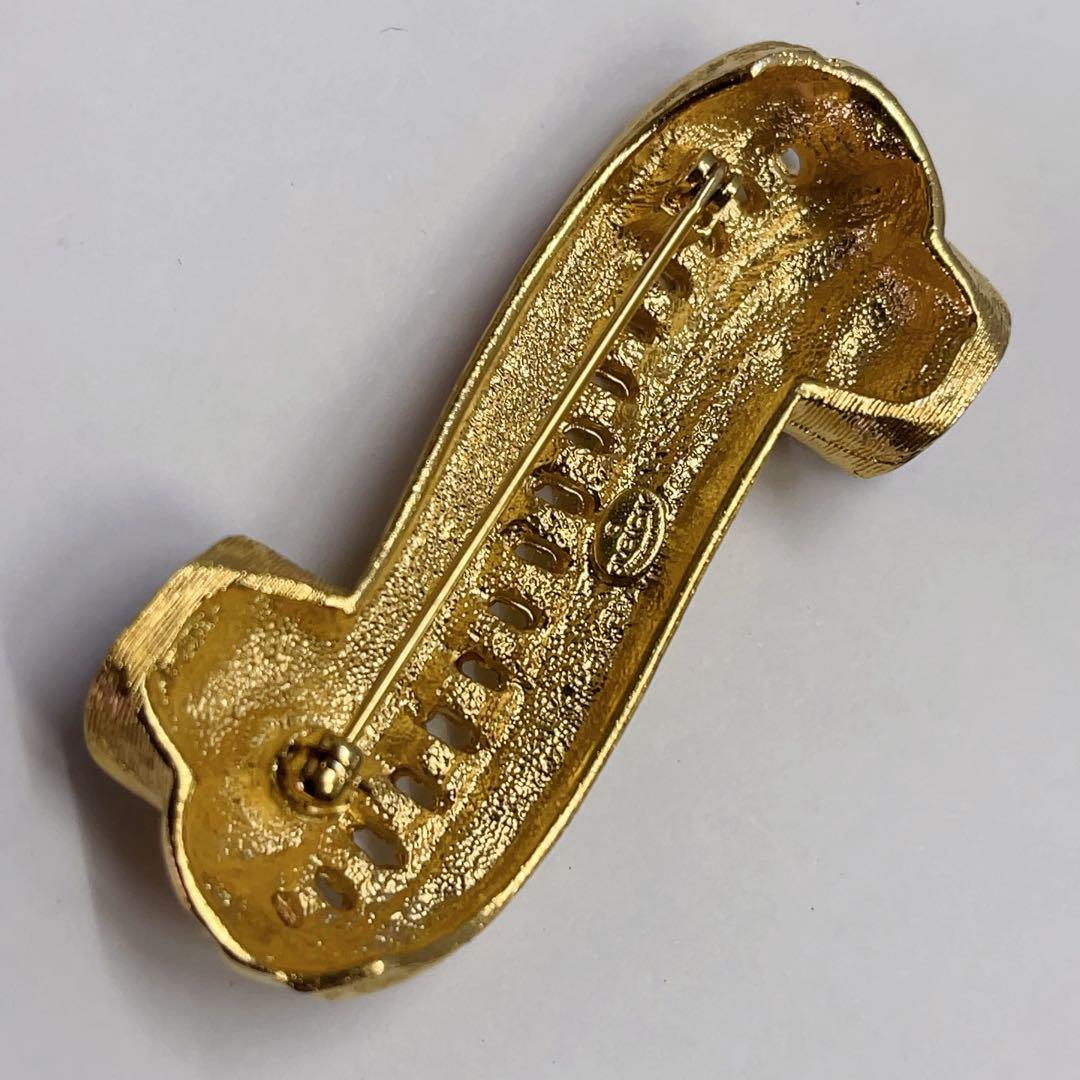 ヴィンテージ Givenchy ゴールド ラインストーン ブローチ 赤 ブルー