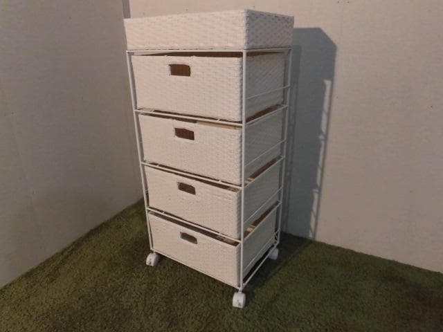 【全国一律送料無料・新品】ラタン風★サニタリー★ランドリーチェスト/ホワイト