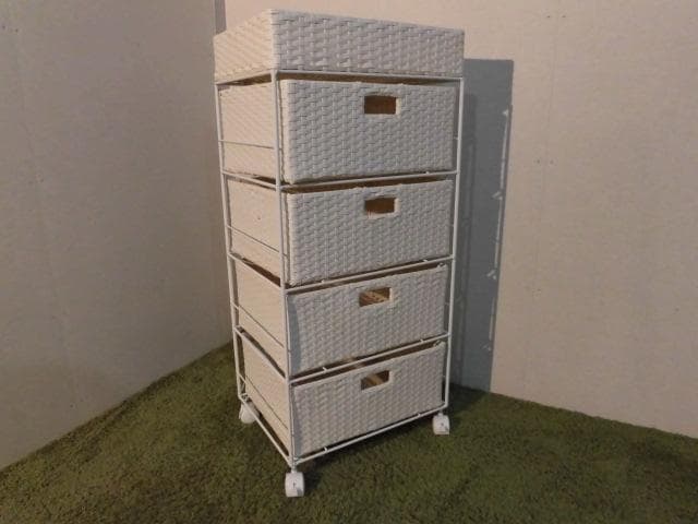 【全国一律送料無料・新品】ラタン風★サニタリー★ランドリーチェスト/ホワイト