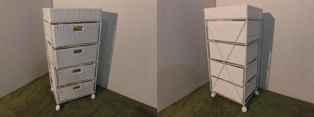 【全国一律送料無料・新品】ラタン風★サニタリー★ランドリーチェスト/ホワイト