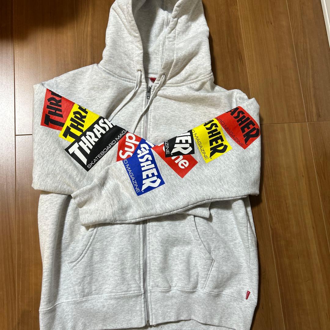 Supreme ✖︎ THRASHERフルジップパーカー グレー