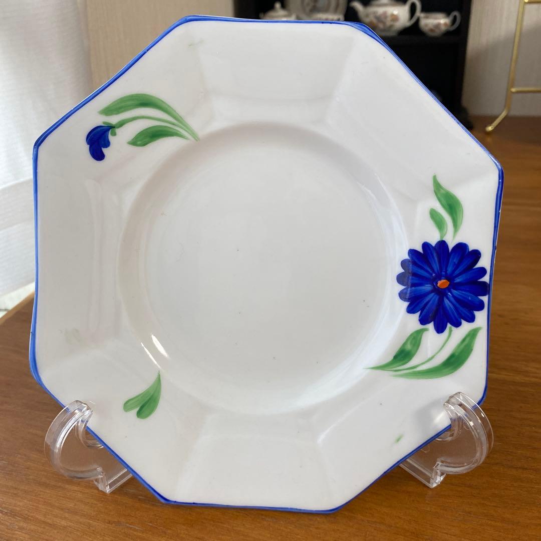 メルバ　ブルーフラワー　フラワーハンドル　カップ　ソーサー　プレート　トリオ